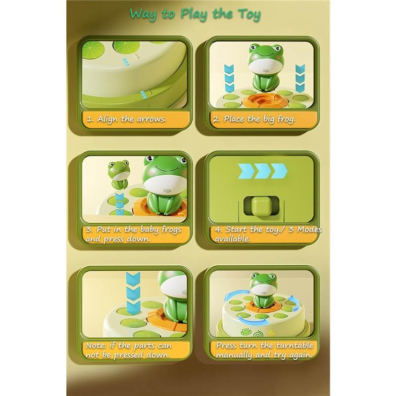 Electric Pop-Up Frog Game Toy Set, Musical Light Bouncing Frog Toy, Kids Concentration Training Family Party Board Game