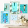 Nordic Abstract Wall Art Pictures Prints People Swimming In A Pool Canvas Painting Woman In Water Posters for Living Room Decor No Frame