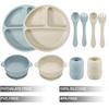 PandaEar Silikon Baby-Ess-Set | Baby-Beikost-Set | 2 geteilte Baby-Teller mit Saugnapf + 2 Baby-Saug-Schüsseln + 2 Trinklernbecher mit 2 Löffeln