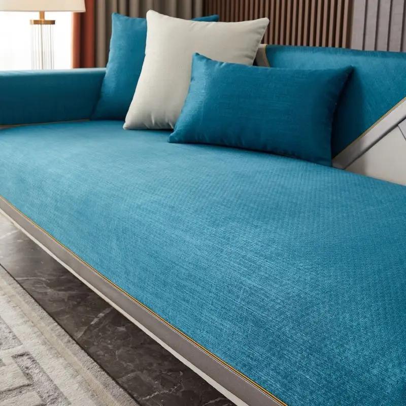 Light Luxury Sofa Cover Chenille Sofa Pad Solid Color Living Room Modern Sofa Cushion Non-Slip Cushion Armrest Covers for Home