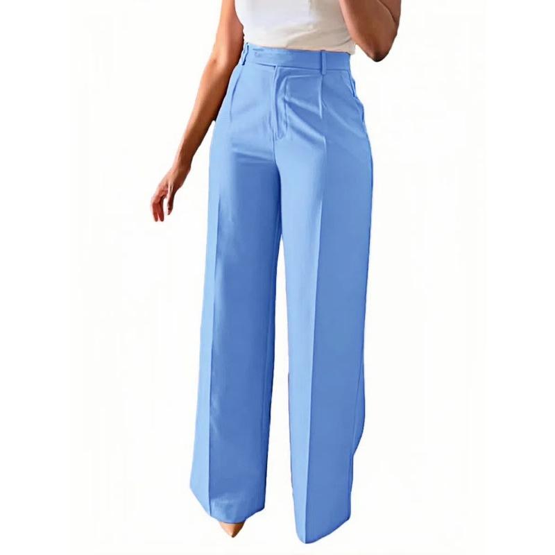 VEZFAA Damenmode, lässig, einfarbig, bedruckt, hohe Taille, Hosen, Hosen und Caprihosen
