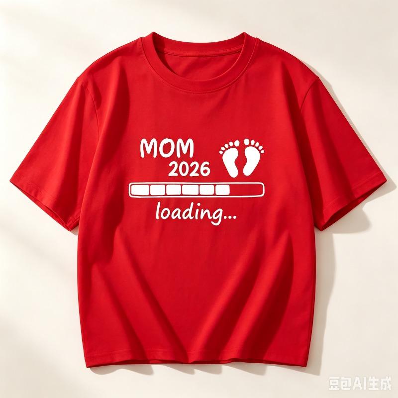 Pure Cotton Unisex Tshirt Mom 2026 Loading Baby Footprint Print Oneck Short Sleeve Funny Pregnancy Announceunisext Tee