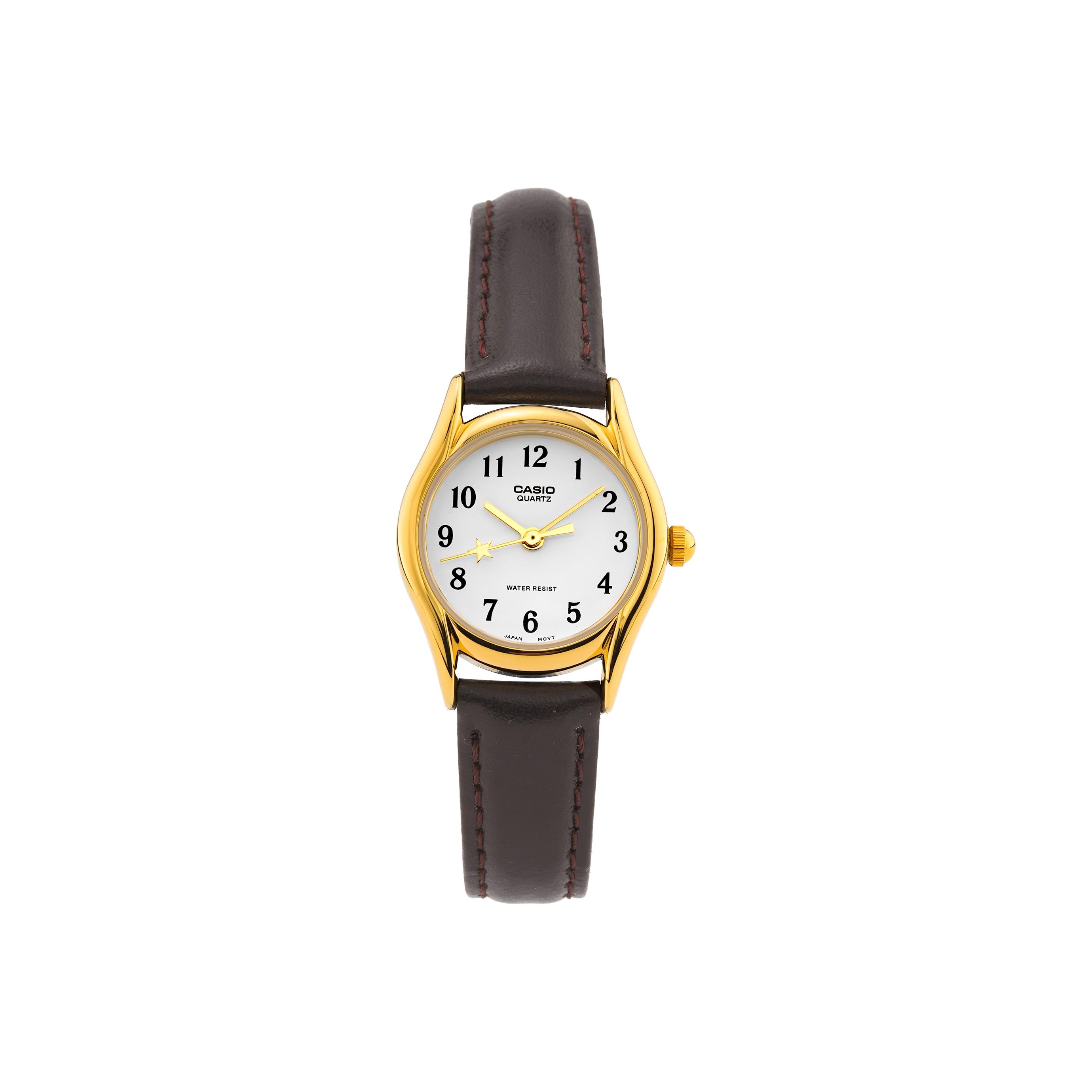 CASIO Women s Standard Series White Watch LTP-1094Q-7B4 LTP-1094Q-7B4 White Dial Brown Strap