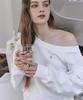 LETTER FROM MOON Edin Off-Shoulder Sweatshirt (Ivory)
