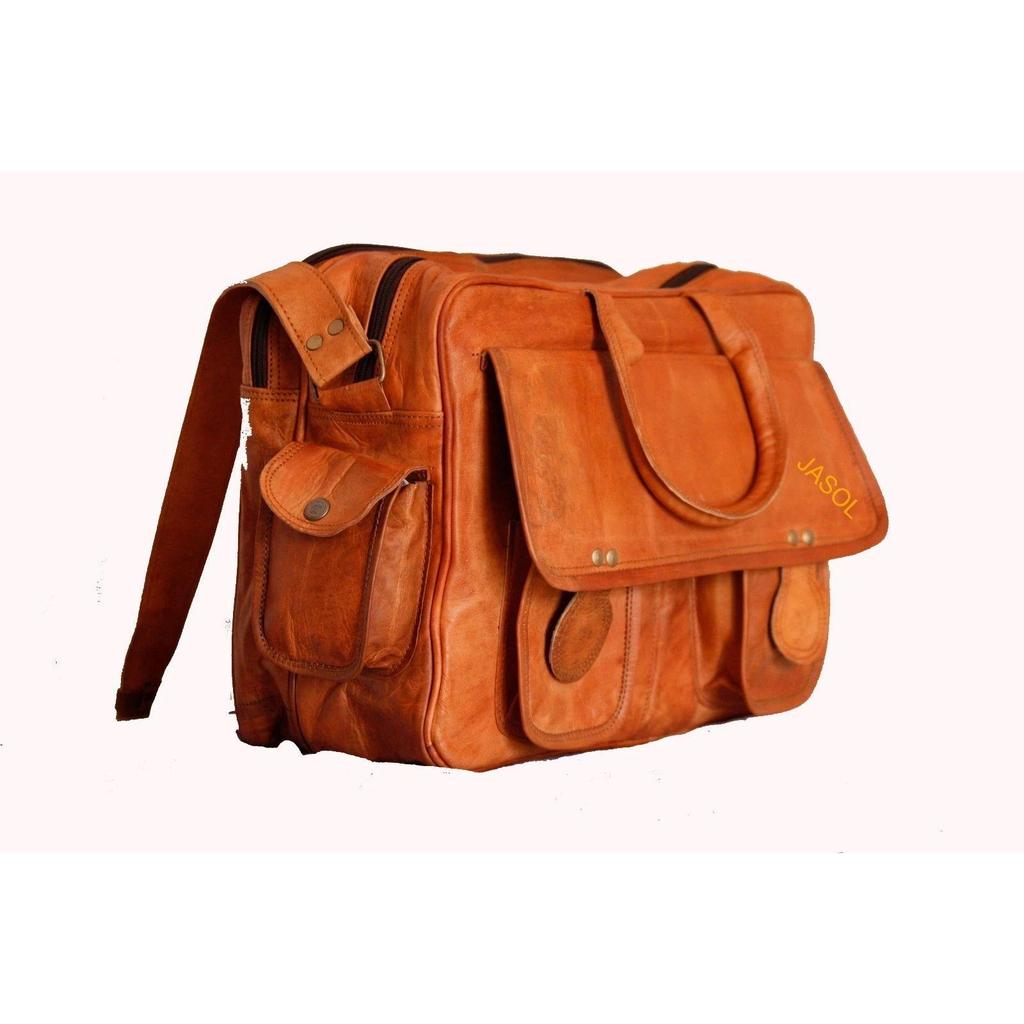 Mens Satchel Vintage Brown Leather Messenger Bag Shoulder Laptop Bag Briefcase