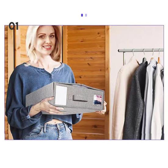 Wardrobe Storage Box Foldable with Handle Transparent Window Clothes Socks Underwear Storage Classification Storage Closet Organizer