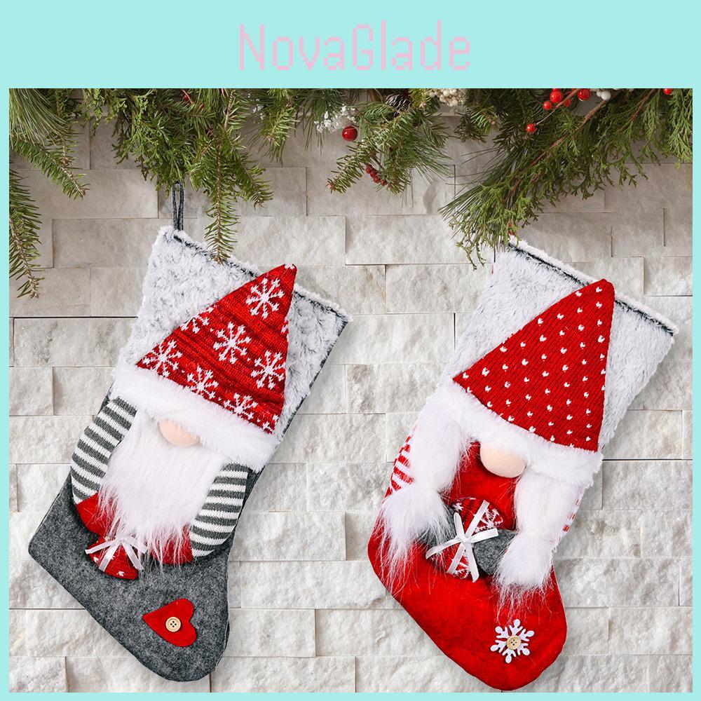 Adorable Christmas Stocking Gift Shape Rudolph Home Decoration For Festive Cheer