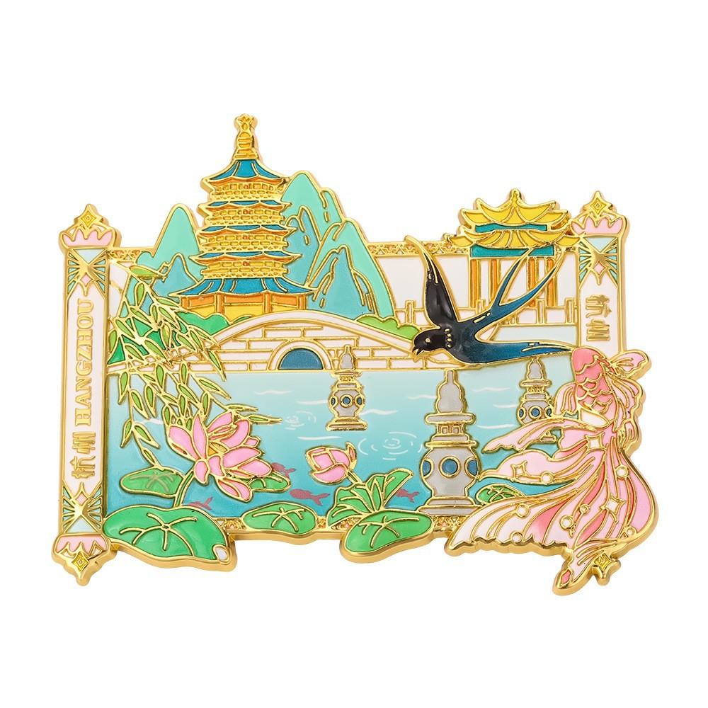 Merchandise Refrigerator Sticker Magnet Fan West Lake Scenic Area Magnetic Sticker Leifeng Tower Tourist Attractions Souvenirs