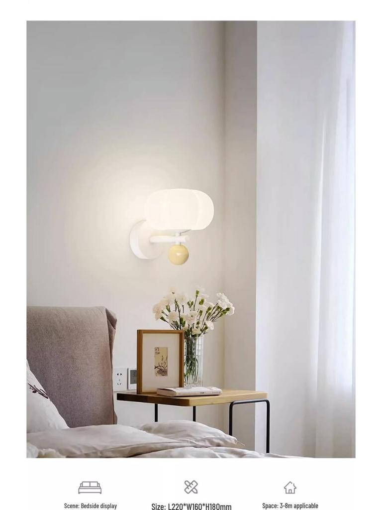 Cream Pumpkin Style Wall Lamp - Warm & Romantic Lighting for Bedroom, Living Room, or Aisle
