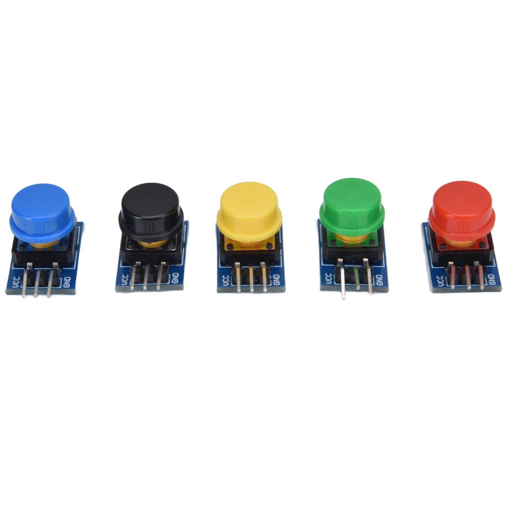 5 Stück Tastenmodul Große Druckschalterplatine mit Farbigen Abdeckungen Elektronische Bausteine