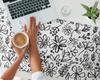Desk Pad for Keyboard and Accessories Floral Sketch 120X60 Cm