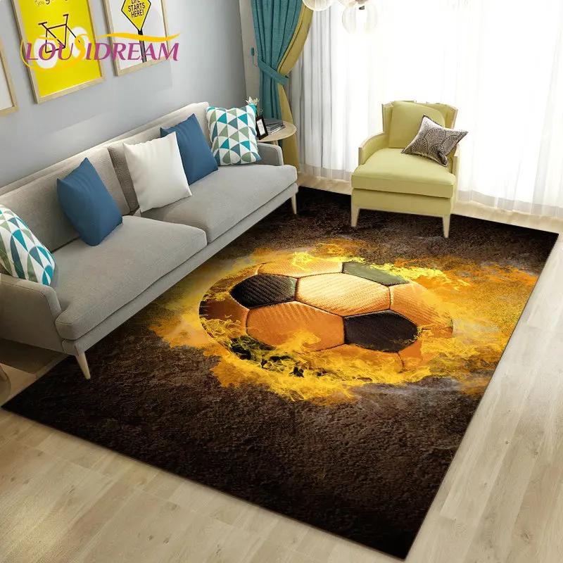 3D Soccer Football Sport Area Rug,Carpet Rug for Living Room Bedroom Sofa Doormat Kitchen Decoration,Kid Play Non-slip Floor Mat