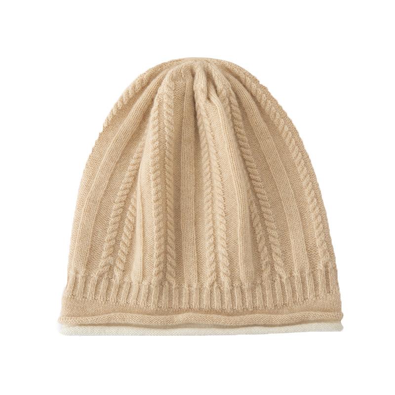 Cashmere Autumn and Winter New Women's Knitted Hat Casual Color Matching Twist Warmth Thick Twist Ear Protection Baotou Hat