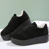 Fashion Plus Size Chunky Heel Sneakers Women Spring Autumn Lace Up Black Sneakers Woman Faux Suede Platform Vulcanize Shoes Female