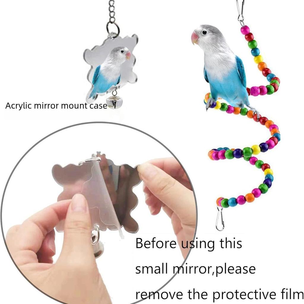 Zestaw zabawek Parrot: Wisiorek Klatka dla Ptaków, Huśtawka, Drabinka, Lustro, Zabawki dla Ptaków Sepak Takraw