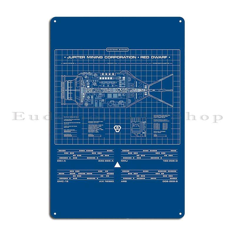 Röda Dvärgen Skepp Ritning Schema Metallskylt Dekoration Väggmålning Kök Fest Anpassad Tennskylt Affisch