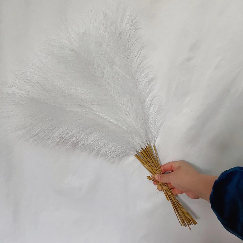 55CM 5PCS Fluffy Pampas Grass Boho Decor Flower Fake Plant Reed Simulated Wedding Party Home Decoration Artificial Flowers