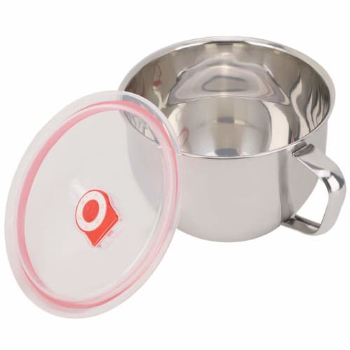 1300ml Stainless Steel Portable Instant Ramen Bowl with Handle and Airtight Lid, Made of Silicone and Stainless Steel