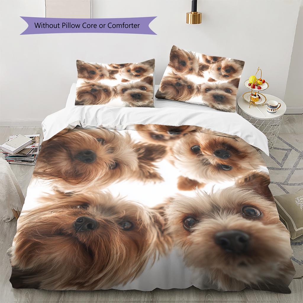 Yorkshire Terrier Pattern Bedding Home Decoration Birthday Gift (1 * Duvet Cover + 2 * Pillowcase, Without Core)