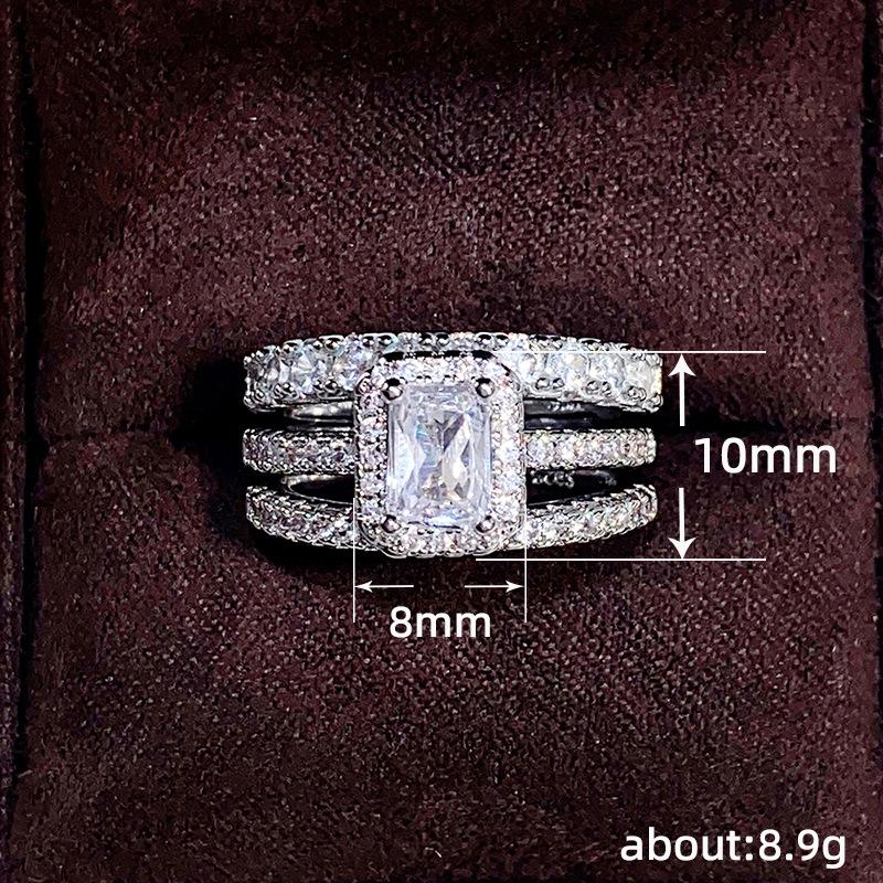 Xiaomi Huitan 3Pcs/Set Women Ring Inlaid Bright Cubic Zirconia Fashion Lady Wedding Engagement Noble Accessories Charming Party Jewelry