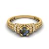 5MM Round Labradorite Gemstone 925 Sterling Silver Gold Plated Solitaire Blossom Design Women Wedding Ring