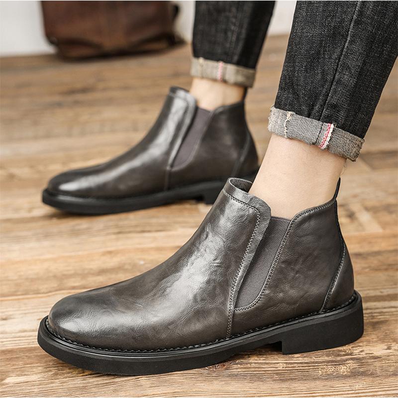 

2025 Осень Ранняя Зима Обувь из Натуральной Кожи Мужские Ботинки Челси Мода Британский Стиль Коровья Кожа Бренд Мужская Обувь 42