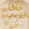 18 Pcs/Set Vintage Gold Color Metal Pearl Heart Bow Knot Earrings for Women Elegant Irregular Zircon Stud Earring Jewelry Gifts