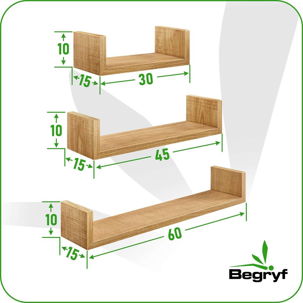 Honey Brown Wall Shelf For Living Room Bedroom 60X15X10