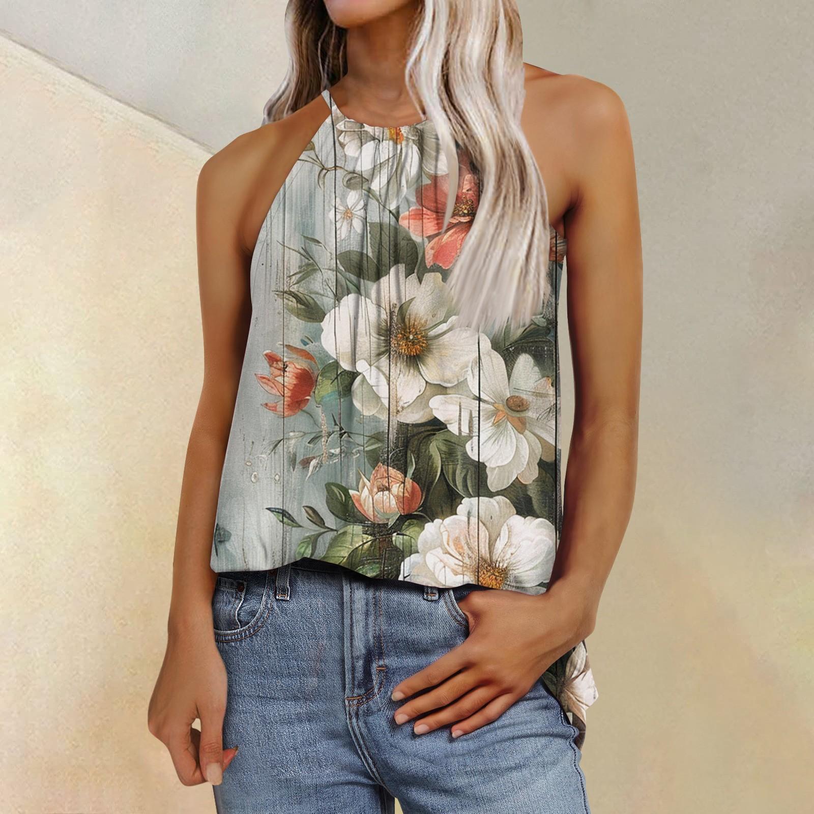 

Женская модная повседневная футболка с регулируемыми бретелями без рукавов и принтом, топ L армия зеленый