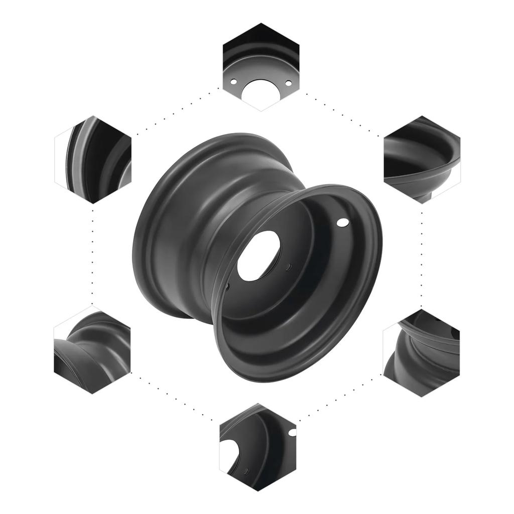 7" ATV Wheel Rim 3 Lugs 16x8-7 Tire Rim Parts for 125cc ATV Black Wheel Rim Tire 3 Holes 78mm Hole Distance, Black