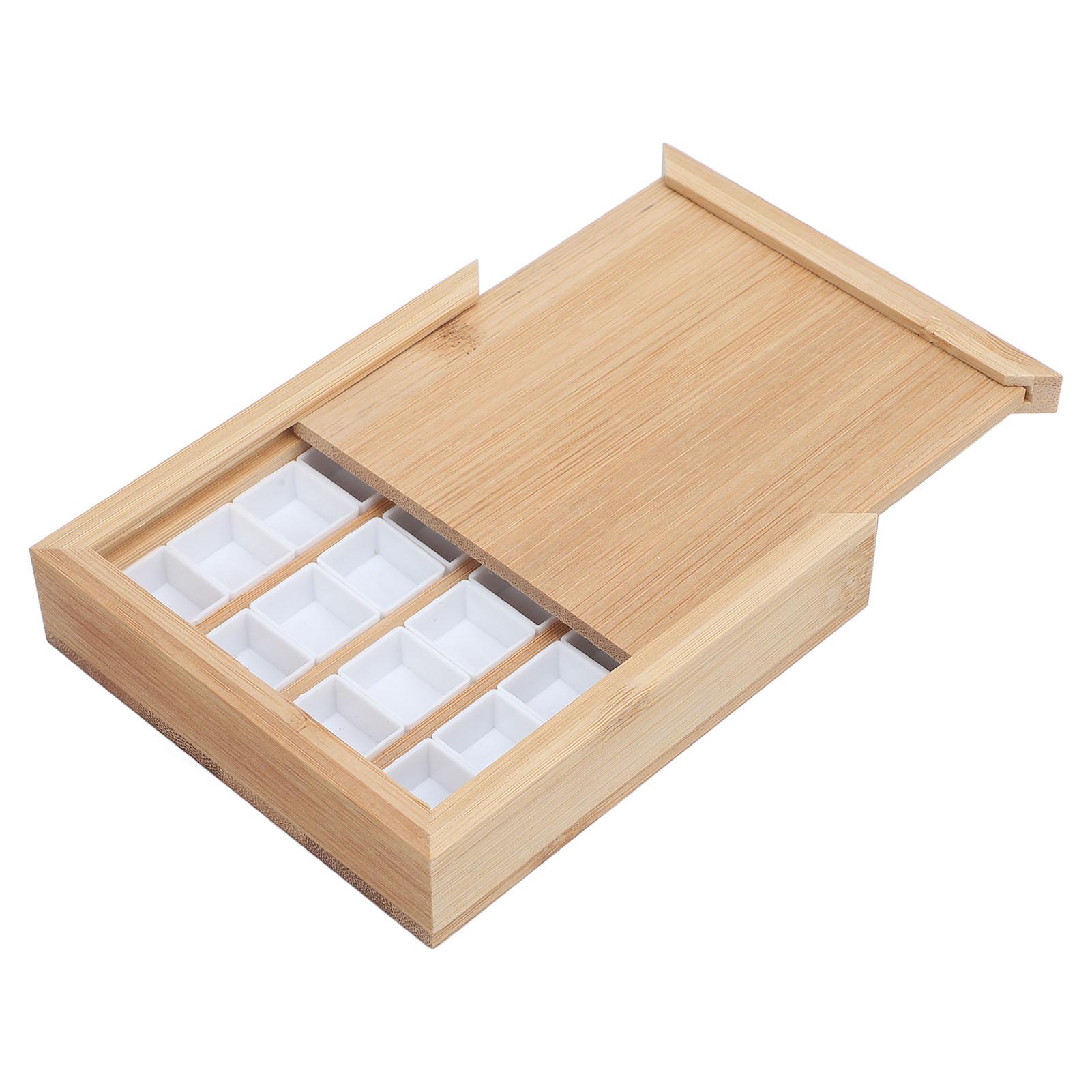 

Поднос для акварели, 24 ячейки, бамбуковый деревянный поднос для смешивания акварели с крышкой для путешествий