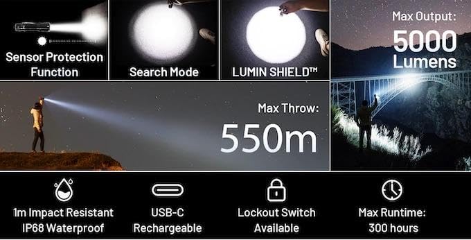 Lanterna Recarregável de Alta Potência 5000 Lumens Nitecore EDC35 com LED NiteLab UHi 40 Max [Garantia de 2 Anos]