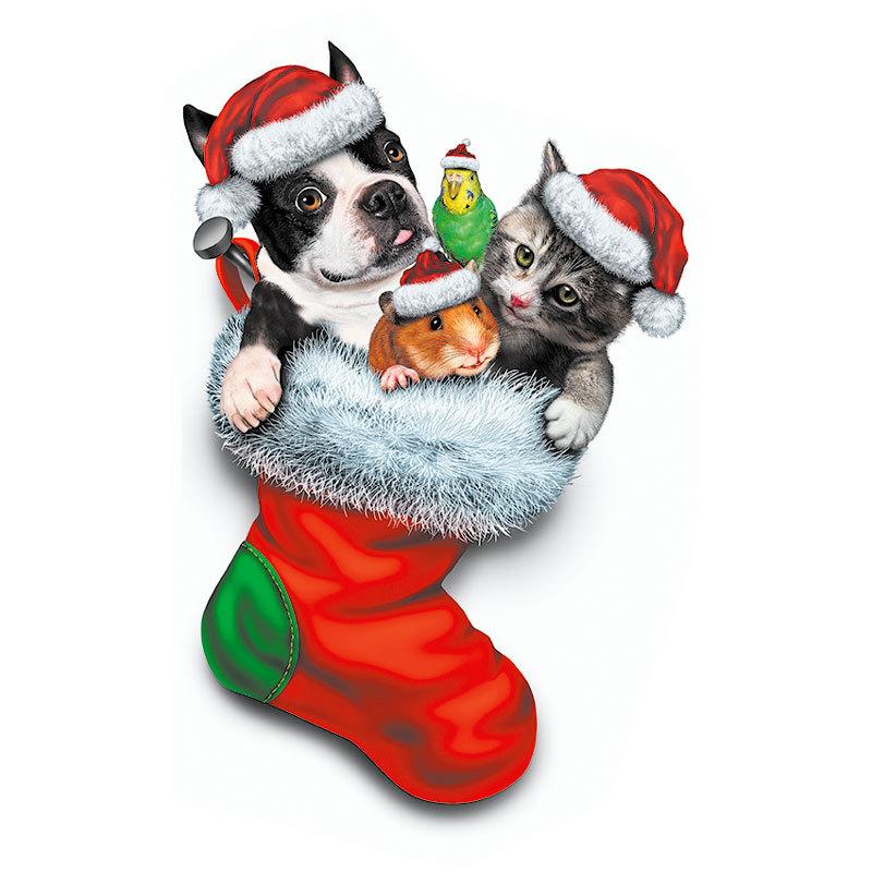 

Милые рождественские носки, домашние кошки, собаки, хомяки, дверные, оконные, стеклянные наклейки, новогодние праздничные украшения для вечеринок 27.5*17.5cm