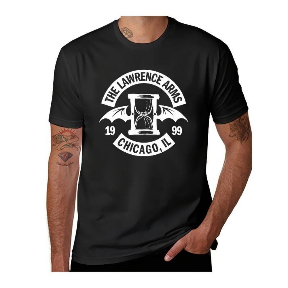 

European Sizes Men s The Lawrence Arms Chicago Graphic T-Shirt - Black & White Crew Neck Casual Shirt for Fans, Concerts & Casual Attire XXXXXL чорний
