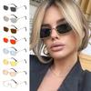 Small Square Women's Sunglasses Metal Half Frame Sun Glasses Vintage Shades UV400 Protection Trendy Narrow Hip Hop Eyewear