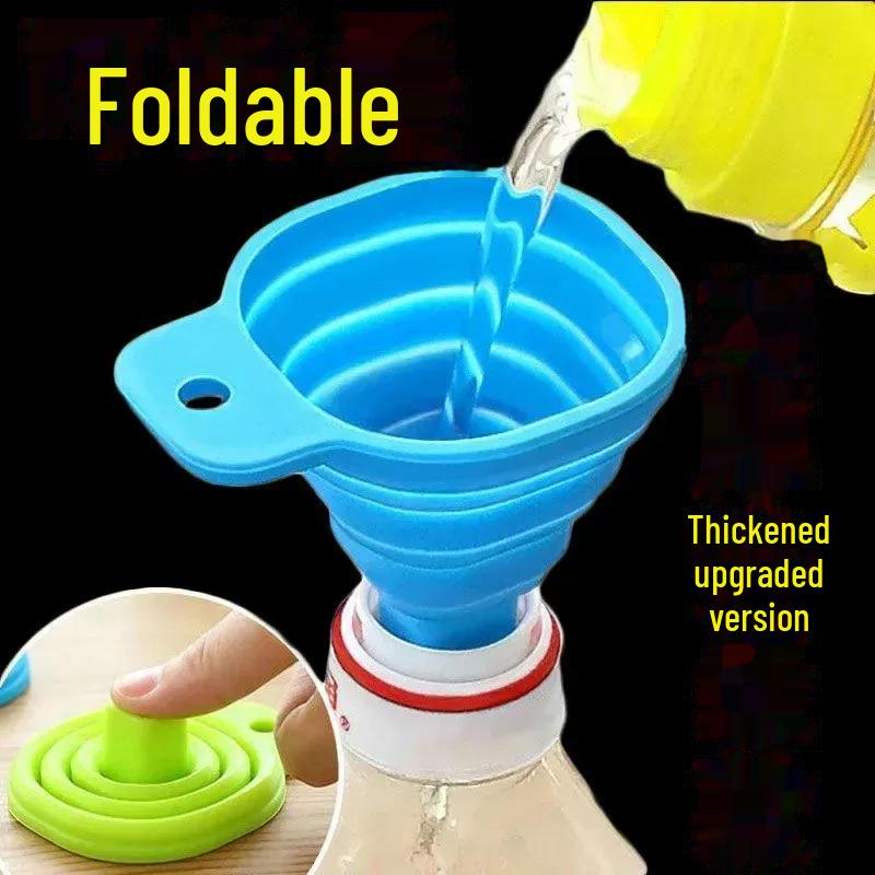 Foldable Telescopic Candy Color Funnel: High-Temperature Resistant Long Neck for Kitchen Oil Filling