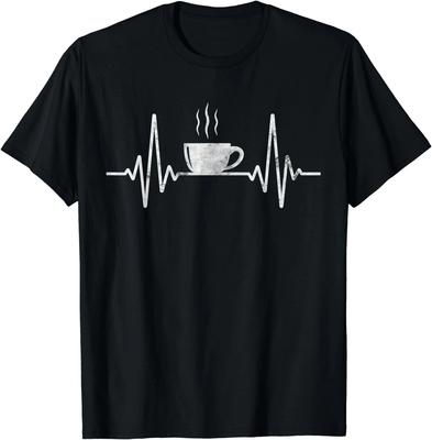 Lustiges Herzschlag Kaffee Shirt Kaffeetasse Frequenz Geschenk Unisex T-Shirt