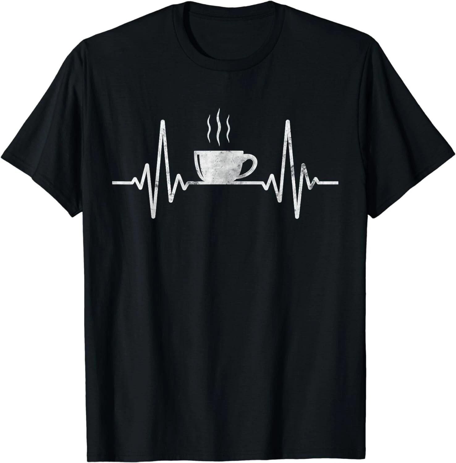 Funny Heartbeat Coffee Shirt Coffee Cup Frequency Gift Unisex T-Shirt 4XL