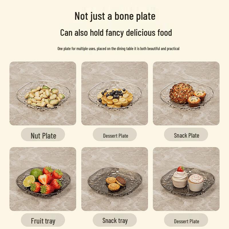 HUIWEN Transparent Gold Water Wave Snack Plate Set