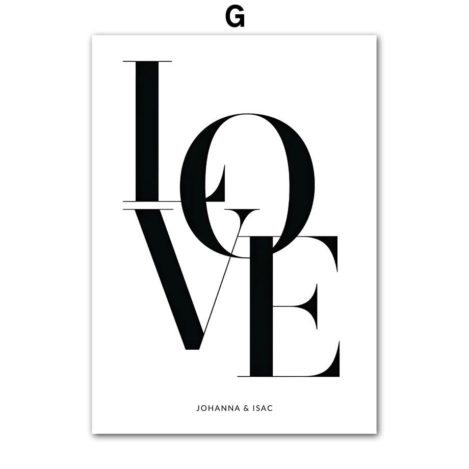 Line Drew Couple Lovers Name Special Date Customized Nordic Posters And Prints Wall Art Canvas Painting Home Decoration Pictures