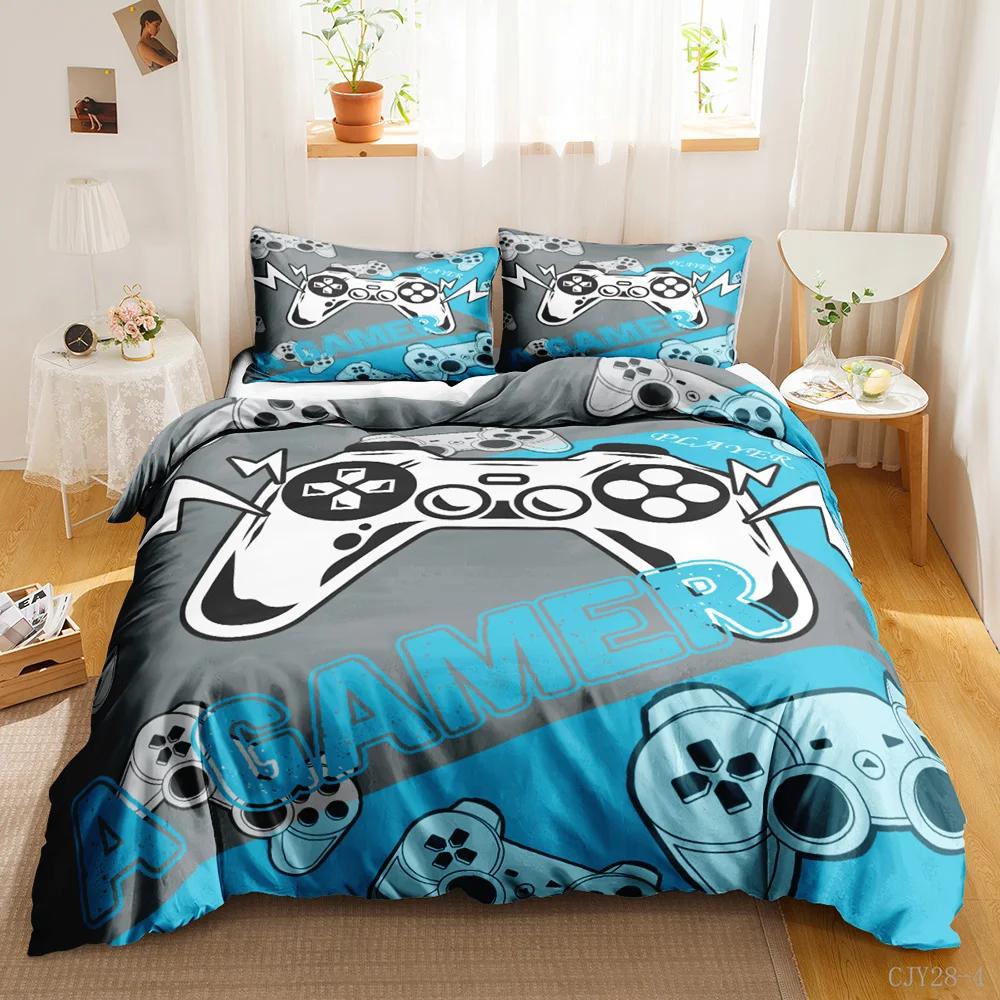 

Геймерский пододеяльник, комплект постельного белья для детей, мальчиков, подростков, контроллер для видеоигр, геймпад, комплект постельного белья, двуспальный, размера «king-size», полиэстеровый чехол-кровать EU single(135x200cm)