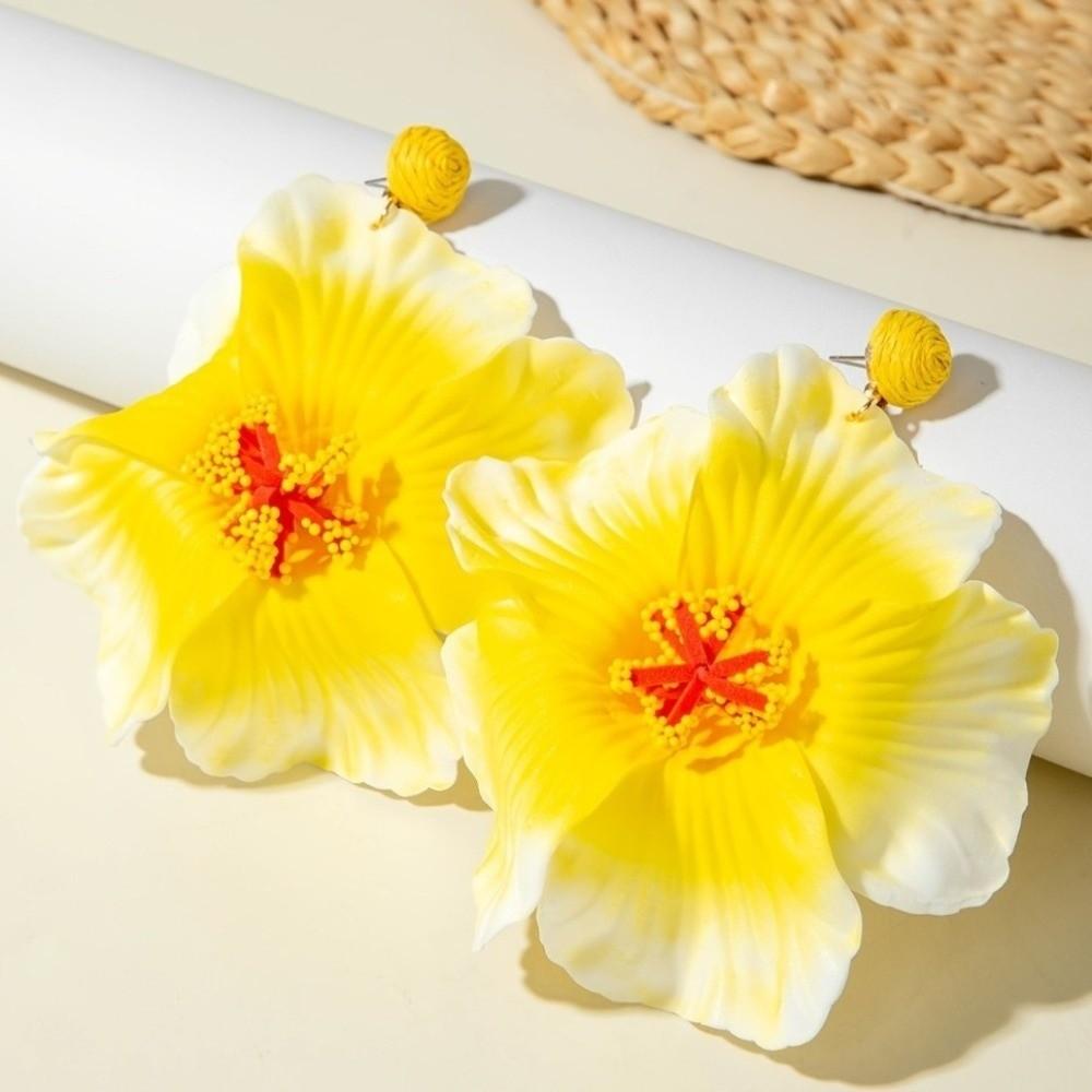 Sweet Fabric Flower Earrings Colorful Beach Drop Earrings Beautiful Floral Pendant Earrings  Women