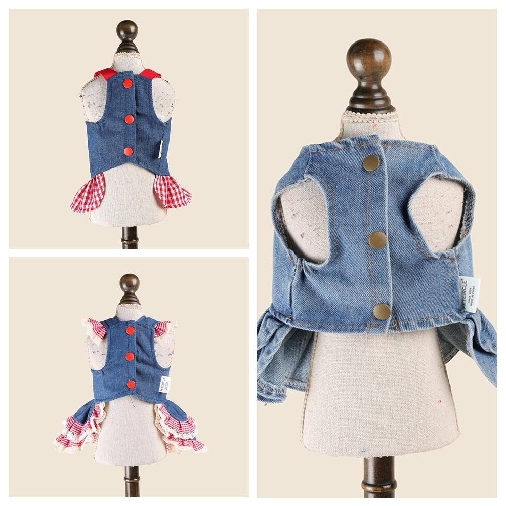 Denim Princess Female Pet Dress Harness Vest Dog And Cat Autumn Costume Outfit XS XL Puppy Animal Small Breeds One Piece Apparel