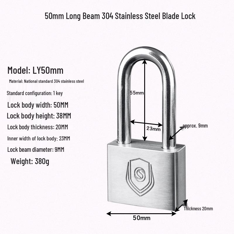304 Stainless Steel Waterproof Anti-theft Door Padlock - Rustproof, Rainproof & Anti-pry for Outdoor Use
