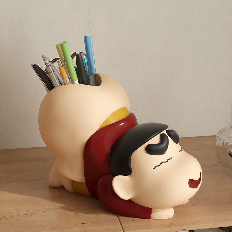 1 Piece Desktop Ornament  Crayon Shin Chan Anime Pen Holder Trendy Play Handmade Model Doll Children'S Birthday Gifts