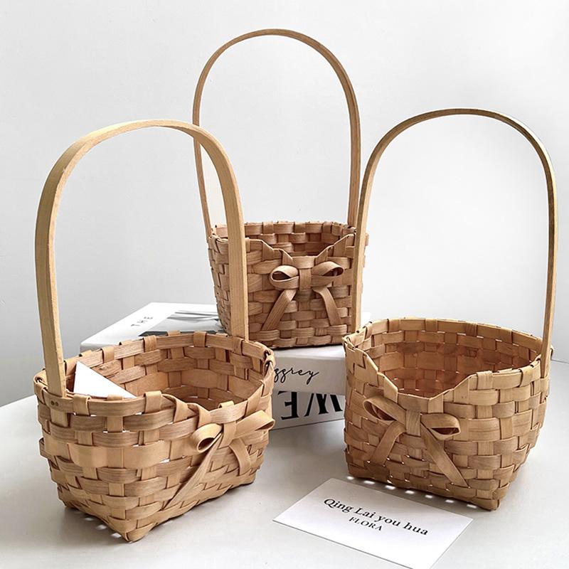 Handmade Easter Basket Wicker Basket Rabbit Shape Storage Baskets Flower Baskets Oval Square Round Home Decor Canastas De Pascua