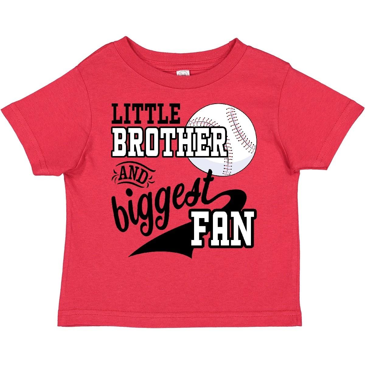 Inktastic Little Brother And Biggest Fan- Baseball Family Fan Toddler T-Shirt 110