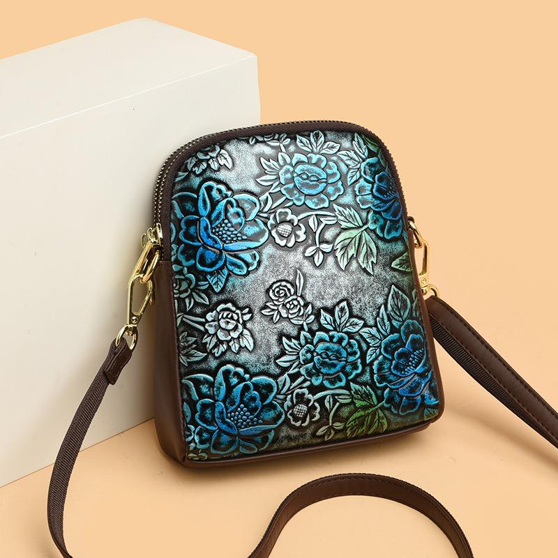 Simple and Versatile Shoulder Bag Women's New Mobile Phone Bag Double-layer Vertical Middle-aged Mother Messenger Bag