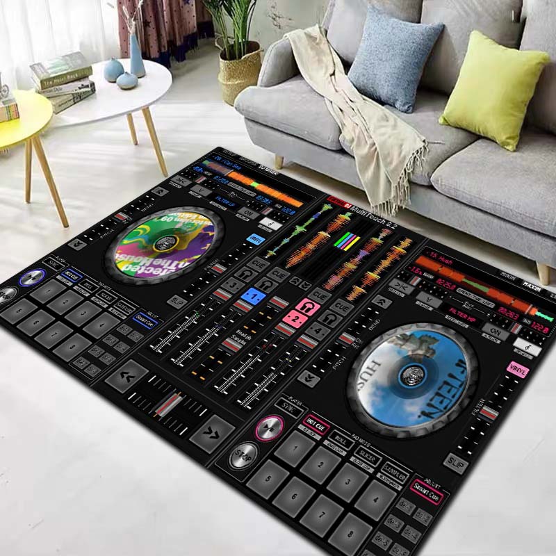 Dj Music Record Screen Console Theme Printing Large Carpet Sofa Living Room Bedroom Decoration Kitchen Bathroom Anti Slip Carpet