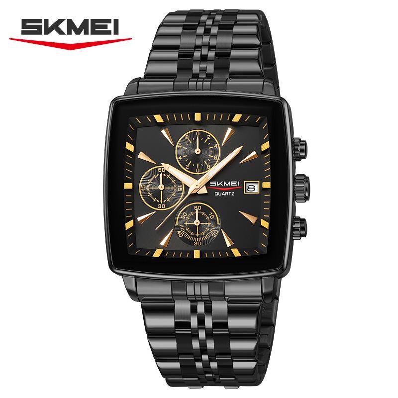 Shike Mei Men's Multifunctional Chronograph Watch - Waterproof, Luminous, Calendar, Steel Strap.